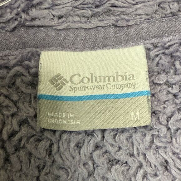 Columbia Purple Sherpa Fleece Fuzzy Zip-Up Jacket Size Medium - Picture 2 of 16